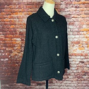 Vintage Woolrich Charcoal Gray Cropped Wool Button Down Shirt Jacket